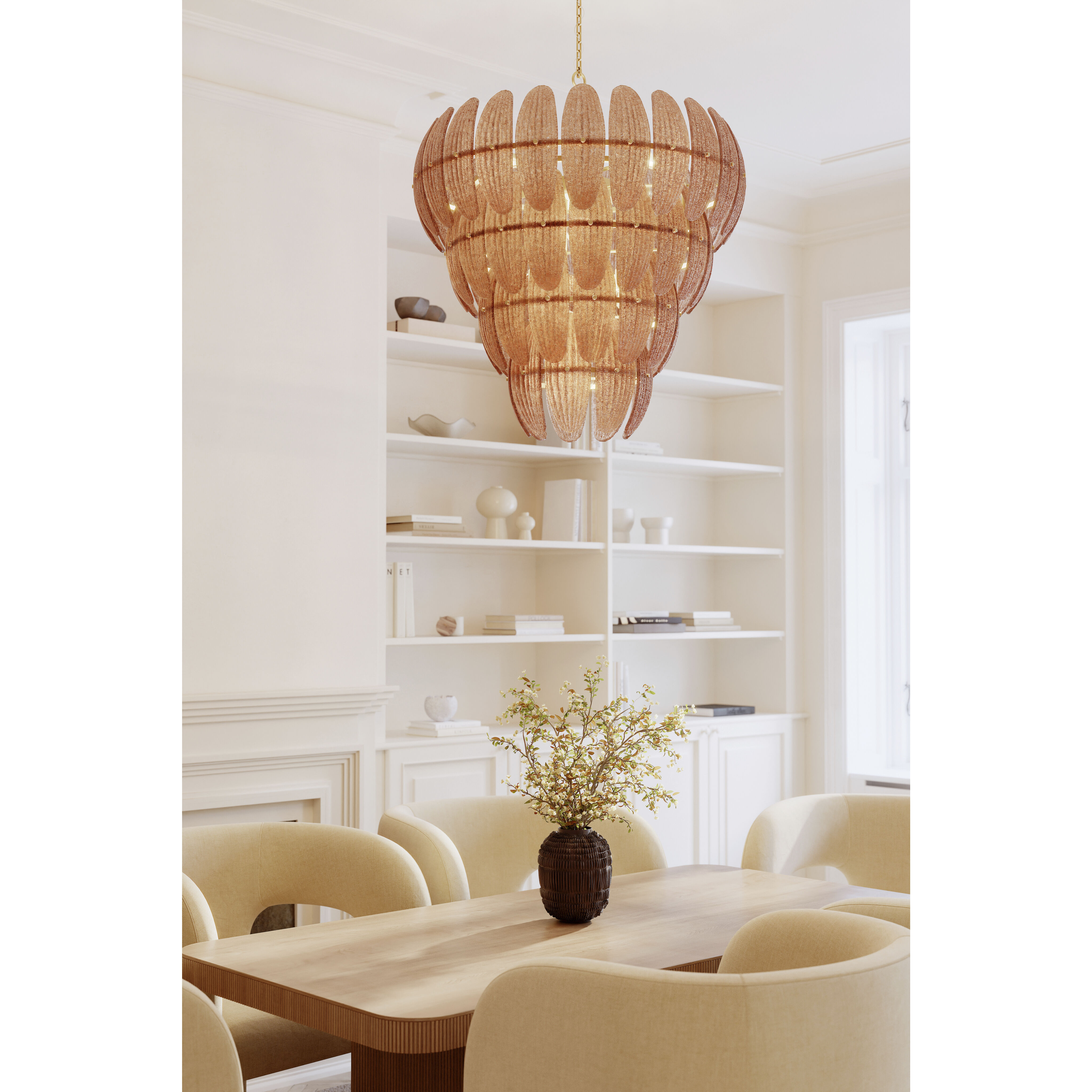 Marclaire 15 Light 32.75 inch Legacy Brass Pendant Ceiling Light in Brown Textured Handmade Glass
