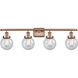 Ballston Beacon 4 Light 36 inch Antique Copper Bath Vanity Light Wall Light in Seedy Glass