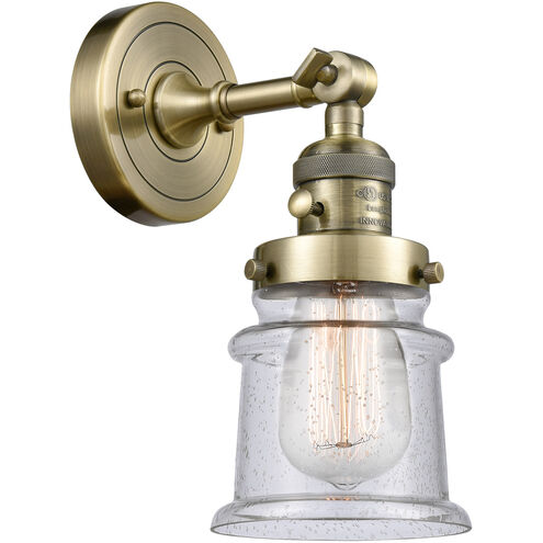 Franklin Restoration Small Canton 1 Light 7 inch Antique Brass Sconce Wall Light in Seedy Glass, Franklin Restoration