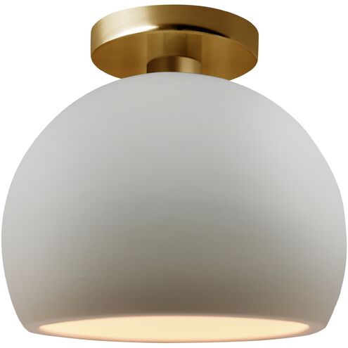 Radiance 1 Light 7 inch Bisque and Brushed Brass Semi Flush Ceiling Light