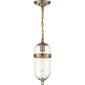 Fathom 1 Light 6 inch Vintage Brass and Clear Mini Pendant Ceiling Light