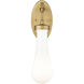 Downtown Urban Owego Armed Sconce Wall Light in Brushed Brass, Gloss White Glass