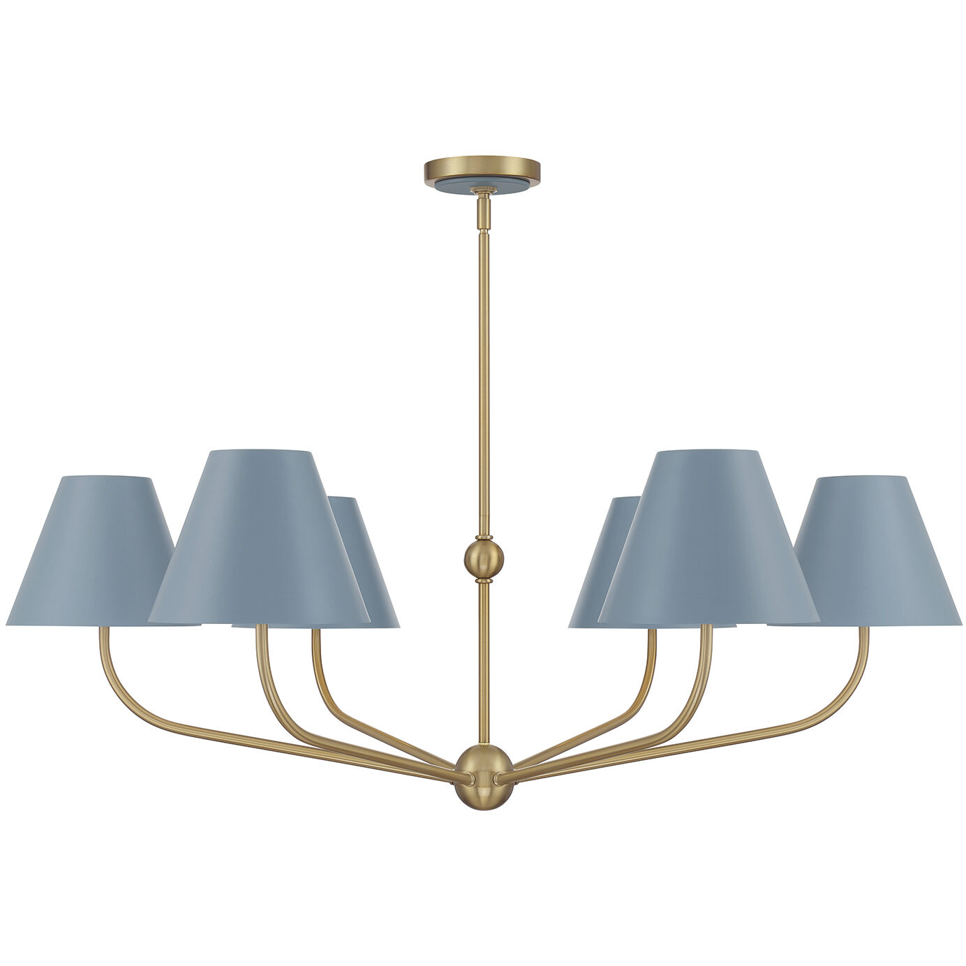 Xavier 6 Light 40 inch Vibrant Gold Chandelier Ceiling Light in Vibrant Gold and Blue