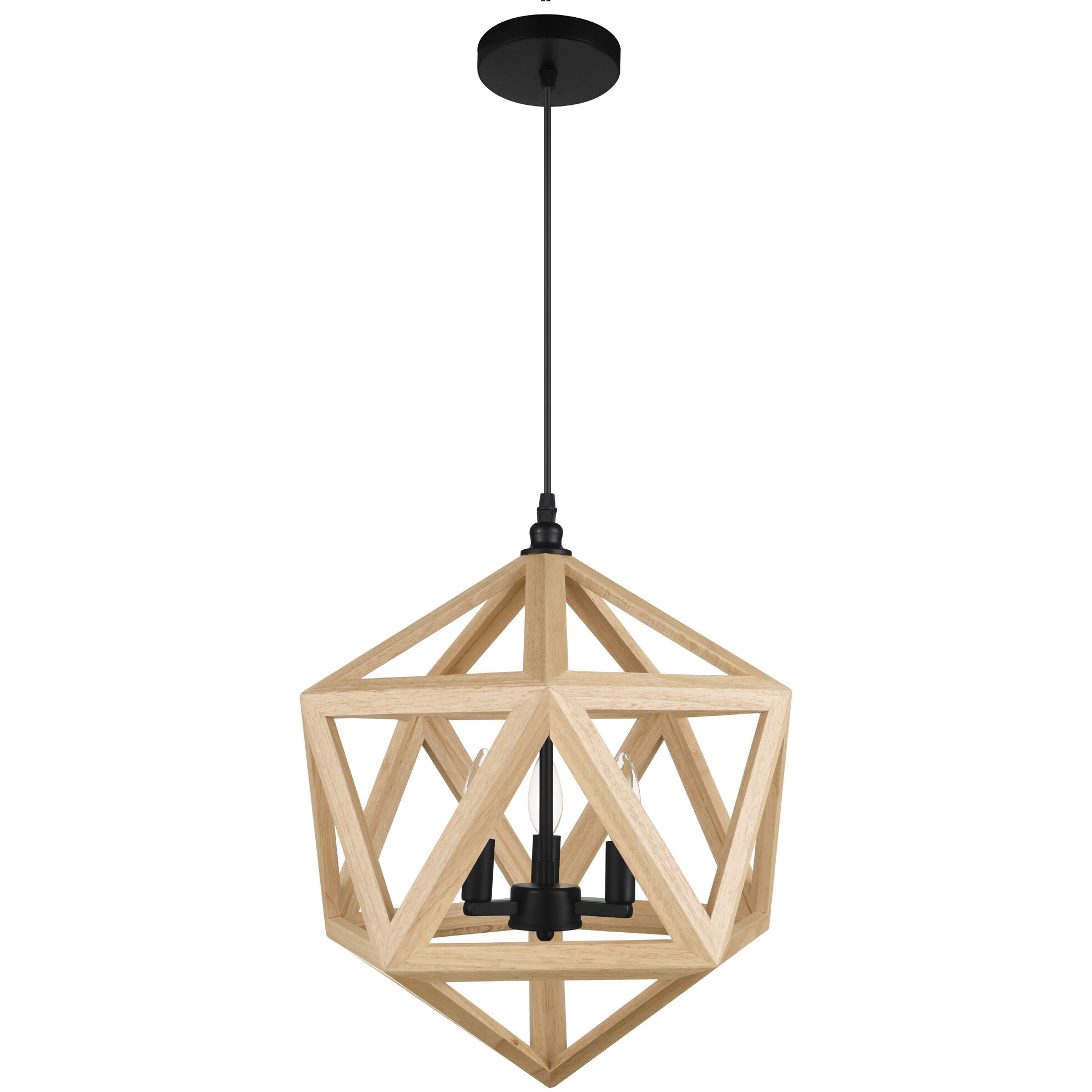 Lante 3 Light 17 inch Black and Wood Pendant Ceiling Light