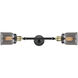 Franklin Restoration Small Bell LED 16 inch Black Antique Brass Bath Vanity Light Wall Light in Plated Smoke Glass, Franklin Restoration