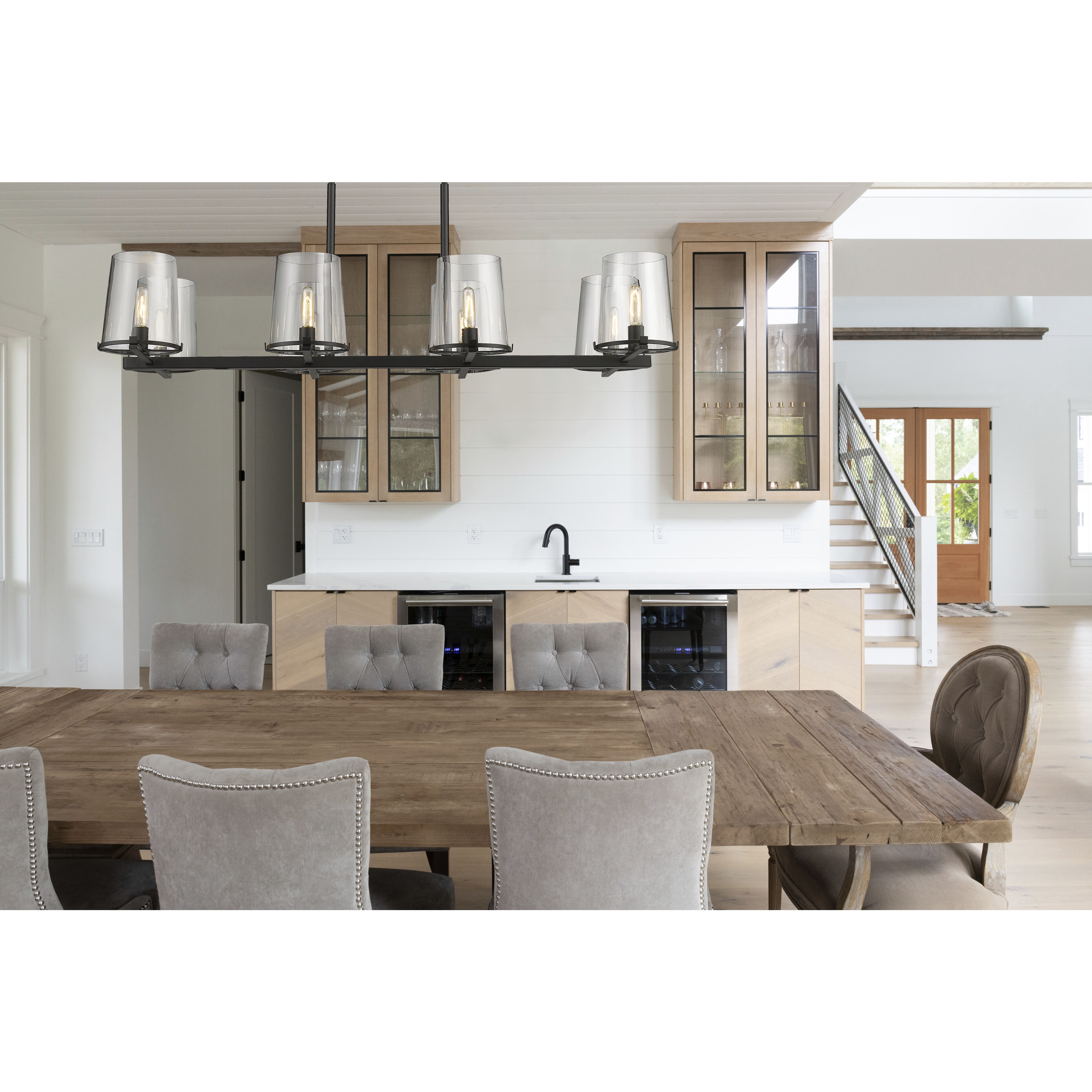 Callista 8 Light 56 inch Matte Black Linear Chandelier Ceiling Light