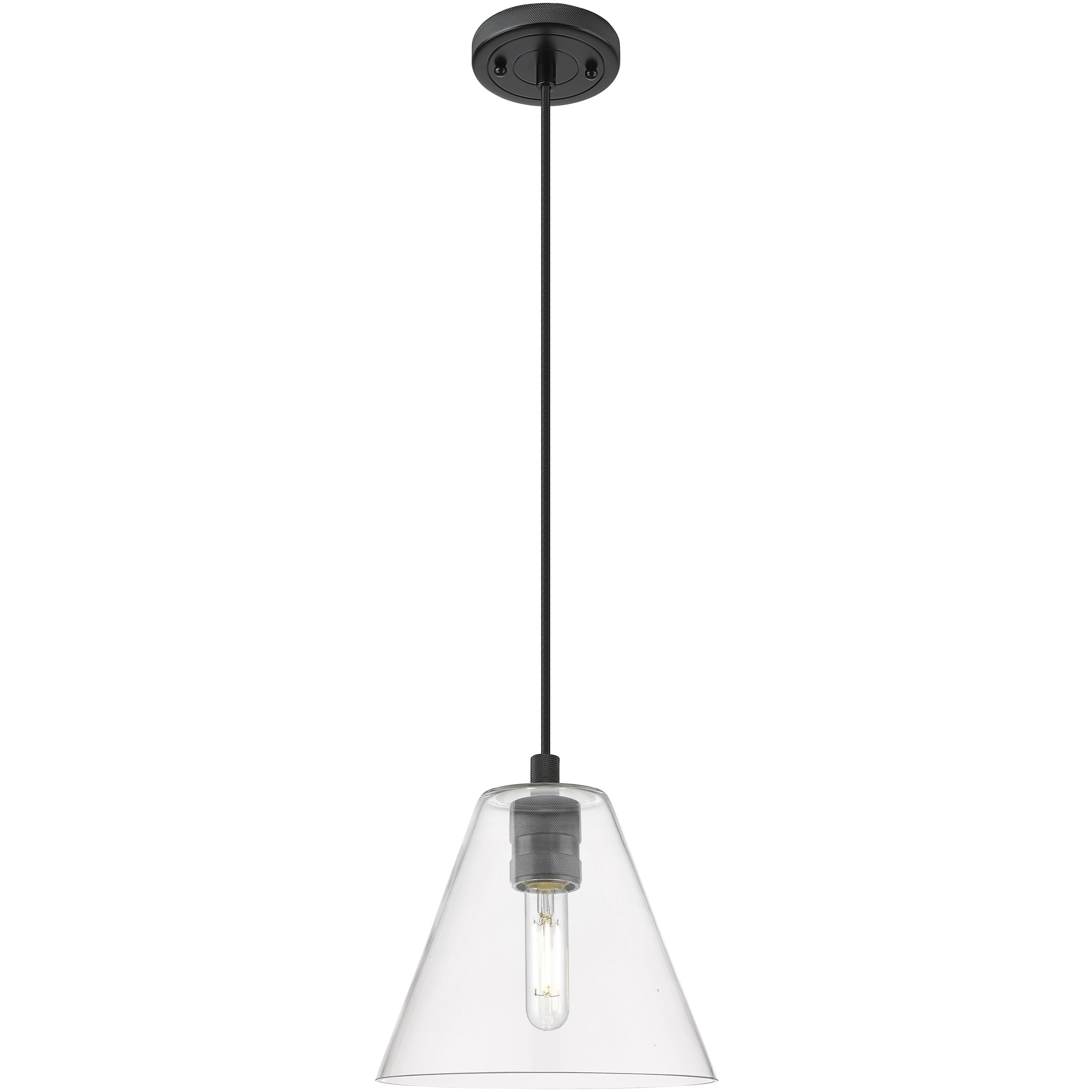 Crown Point 1 Light 8 inch Matte Black Pendant Ceiling Light in Clear Glass