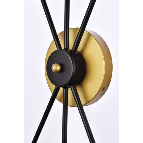 Lucca 3 Light 11 inch Black and Brass Bath Sconce Wall Light