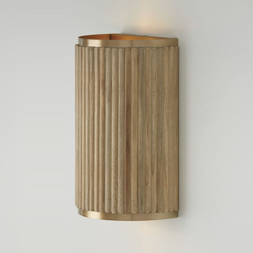 Donovan 2 Light 7.5 inch White Wash and Matte Brass Sconce Wall Light