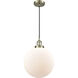 Franklin Restoration Beacon 1 Light 12 inch Antique Brass Mini Pendant Ceiling Light in Incandescent, Matte White, Franklin Restoration