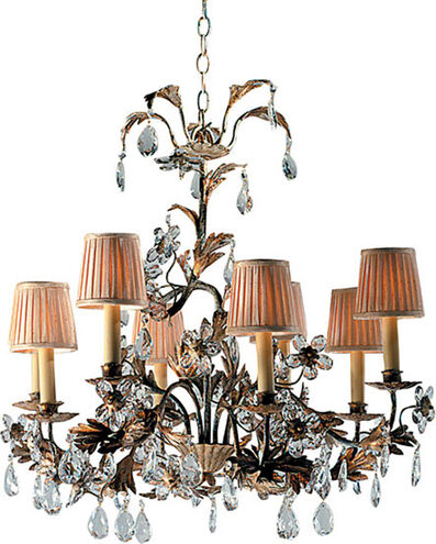 Visual Comfort Chart House Small Crystal Petal Chandelier in Rust with Gold Leaf CHC1470RG