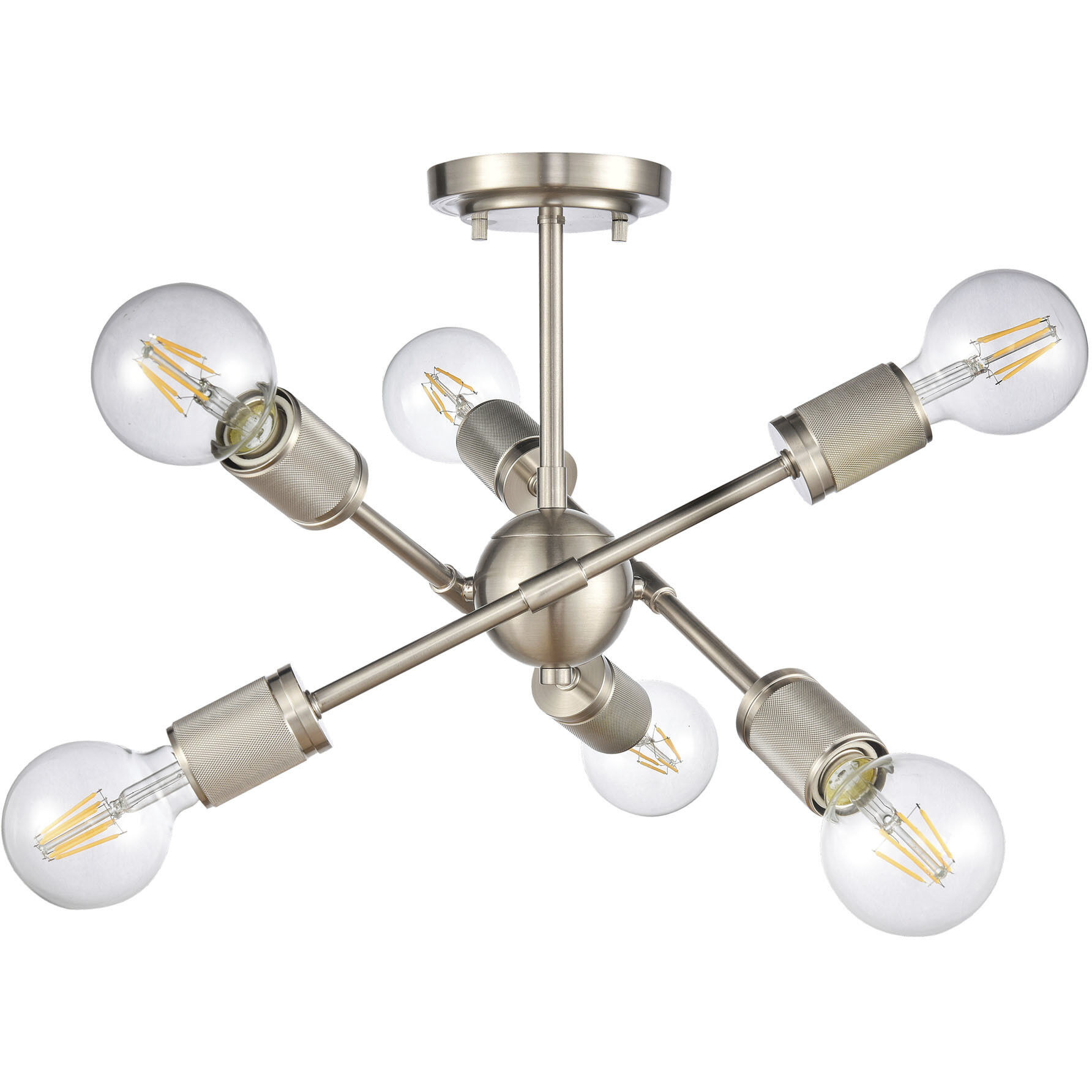 Module 6 Light 15 inch Satin Nickel Semi Flush Mount Ceiling Light