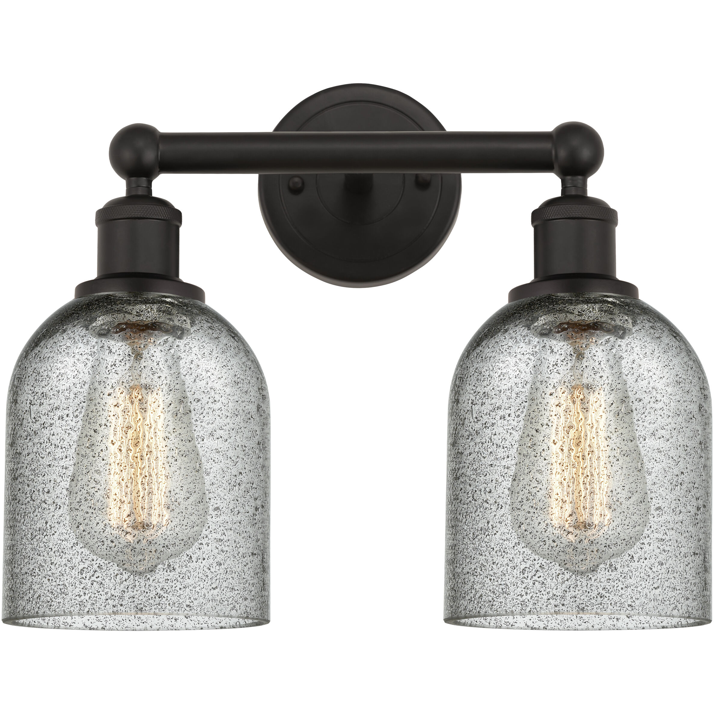 Edison Caledonia 2 Light 14 inch Oil Rubbed Bronze Bath Vanity Light Wall Light in Charcoal Glass