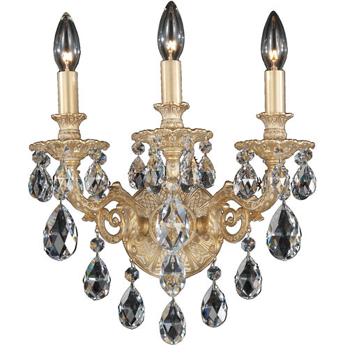 Milano 3 Light 9 inch Florentine Bronze Wall Sconce Wall Light in Cast Florentine Bronze, Milano Spectra