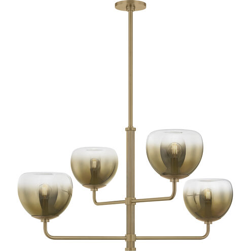 August 4 Light 34 inch Patina Brass Chandelier Ceiling Light