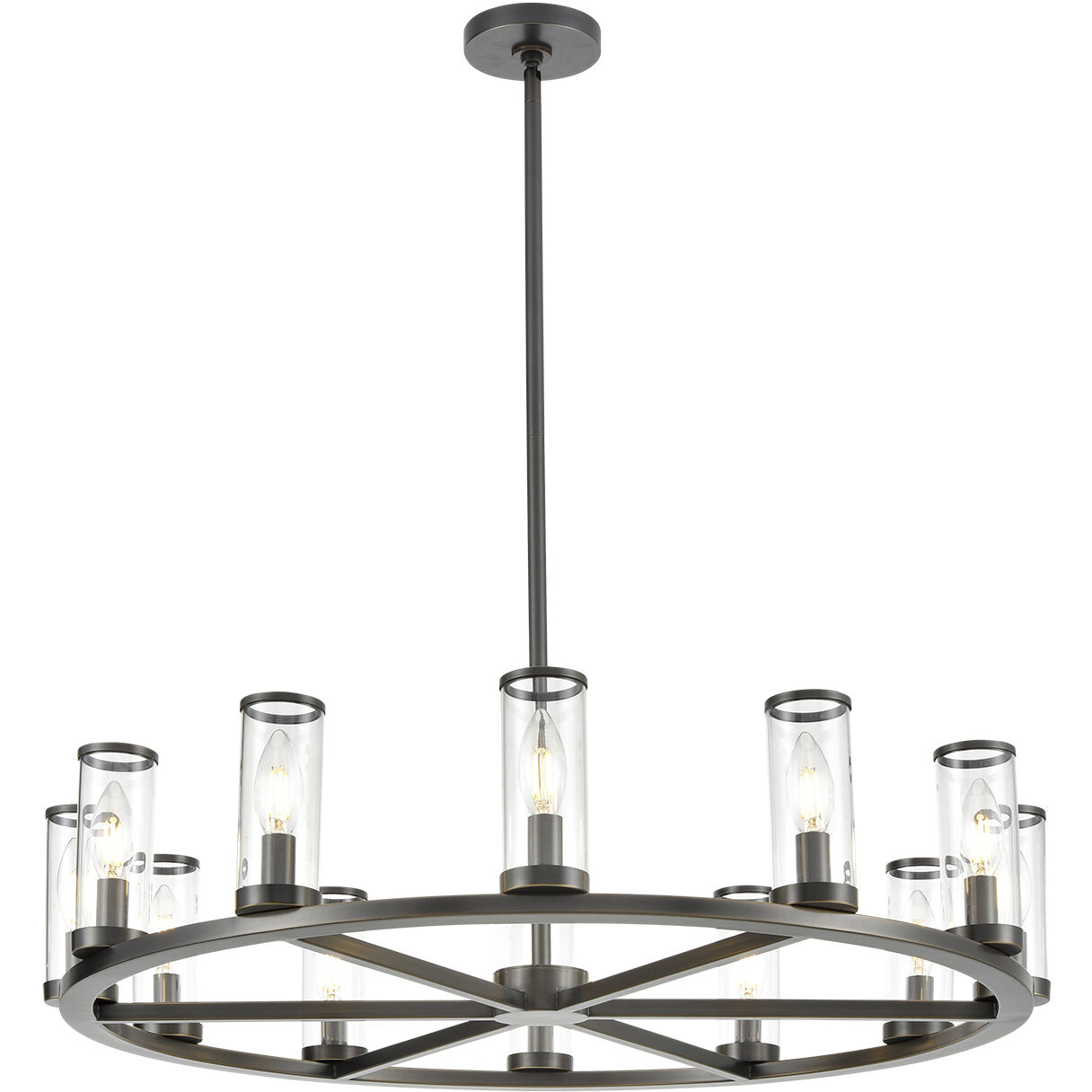 Revolve 12 Light 32.75 inch Urban Bronze/Clear Glass Chandelier Ceiling Light