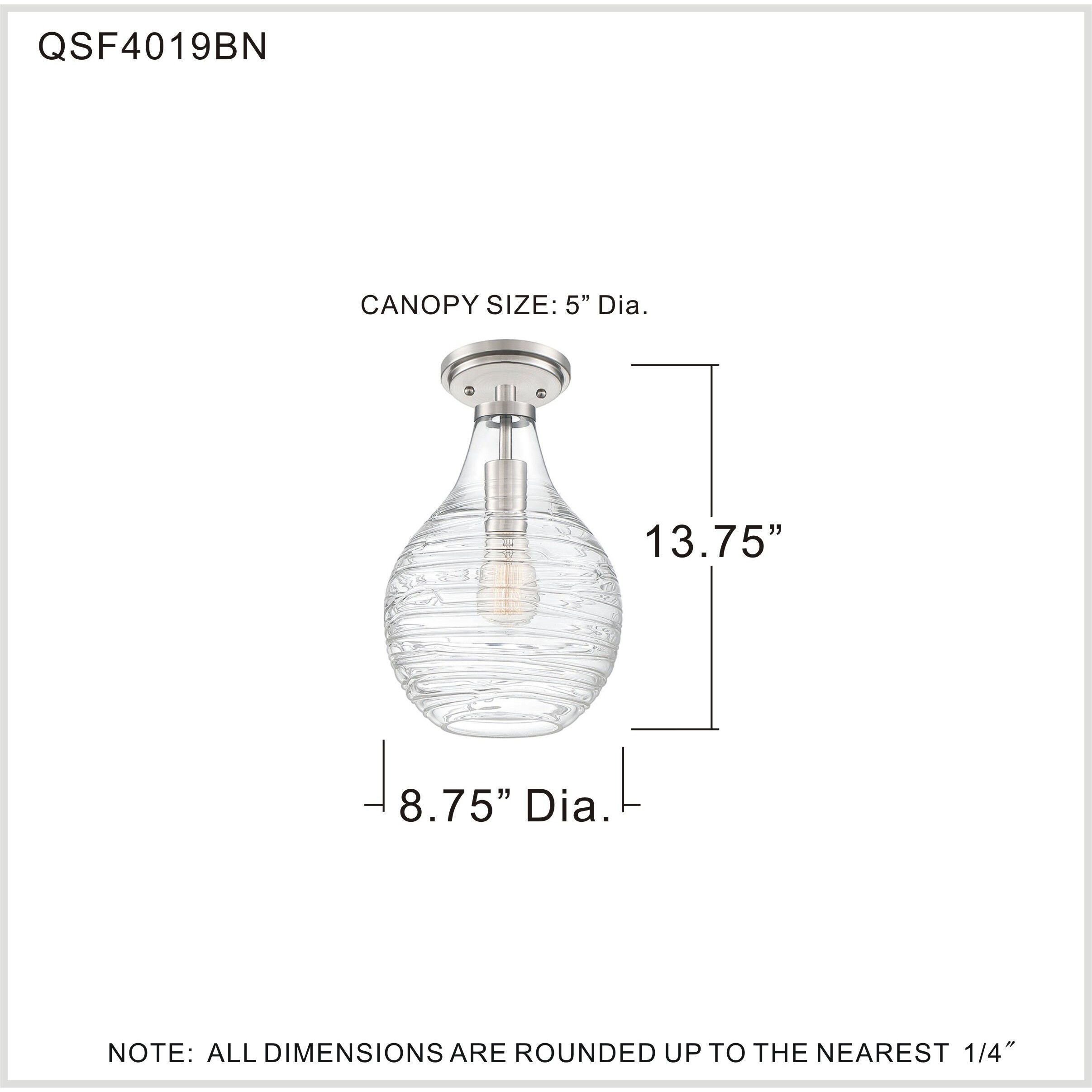 Genie 1 Light 9 inch Brushed Nickel Semi-Flush Mount Ceiling Light