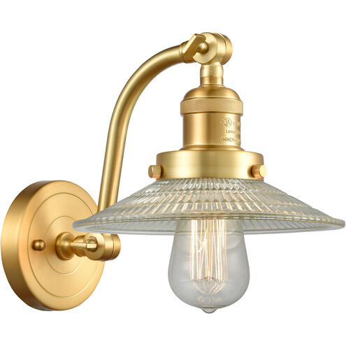 Franklin Restoration Halophane LED 9 inch Satin Gold Sconce Wall Light in Clear Halophane Glass, Franklin Restoration