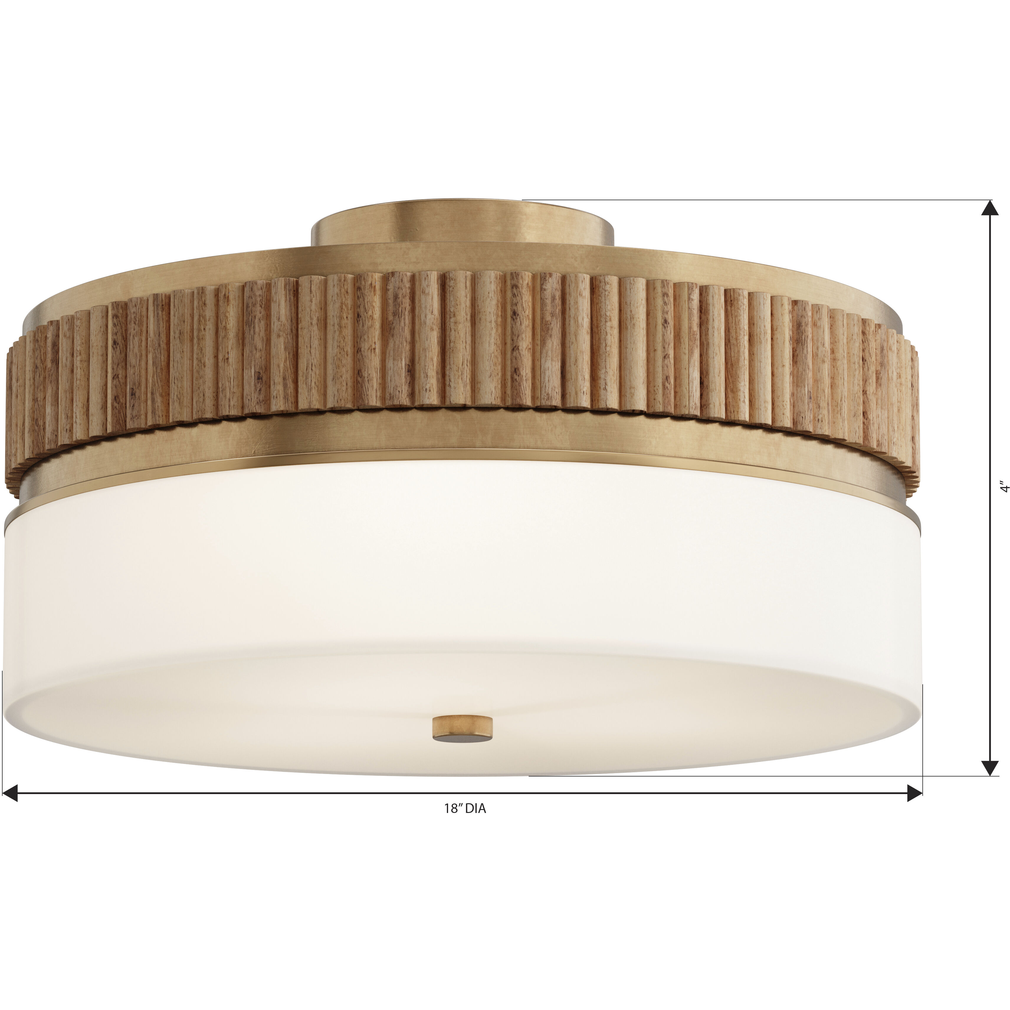 Nebri 3 Light 15 inch Legacy Brass Semi-Flush Mount Ceiling Light