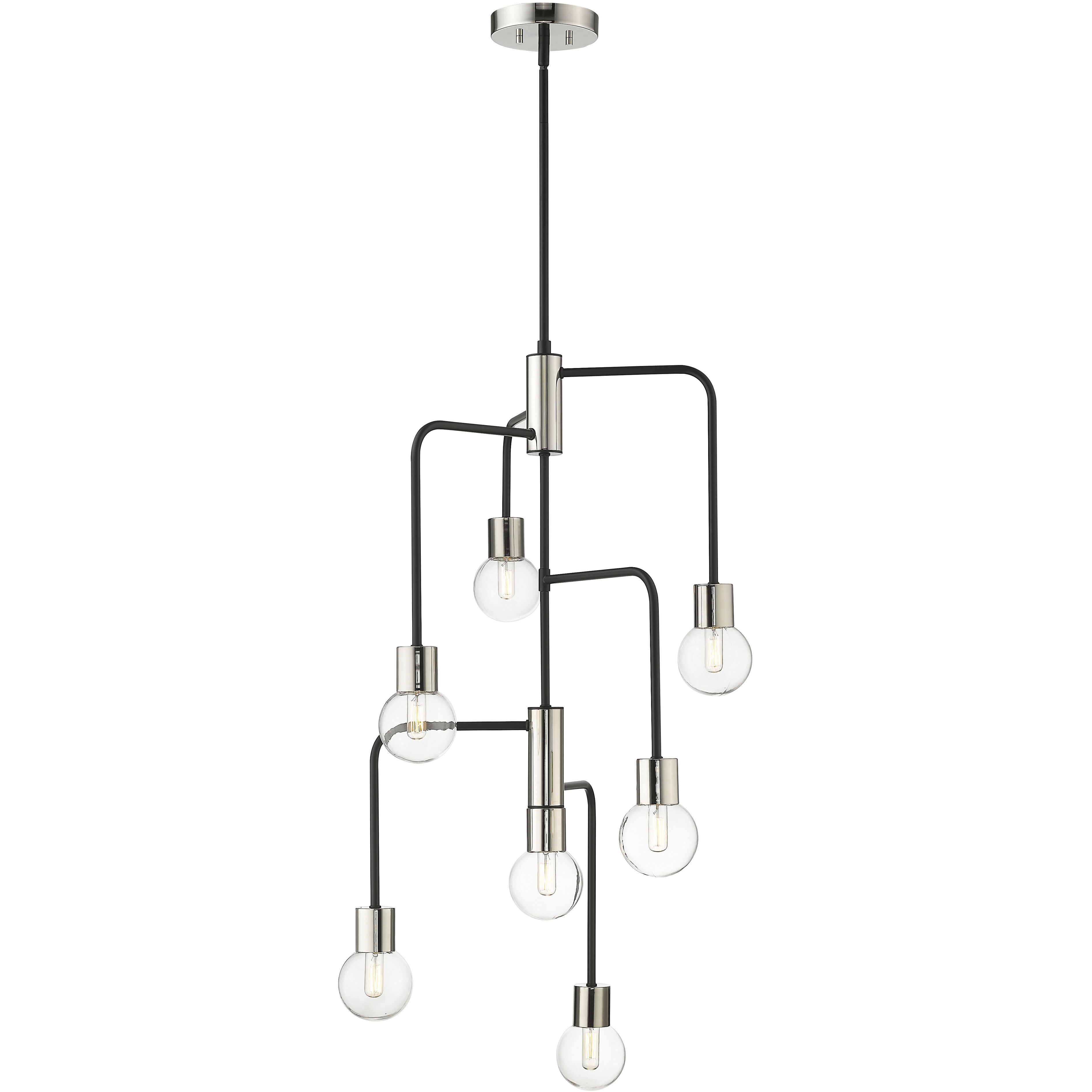 Neutra 7 Light 22.5 inch Matte Black and Polished Nickel Chandelier Ceiling Light