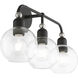 Downtown 3 Light 24 inch Black with Brushed Nickel Accents Vanity Sconce Wall Light, Sphere