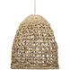 Netted 1 Light 18 inch Natural Corn Straw Rope Pendant Ceiling Light
