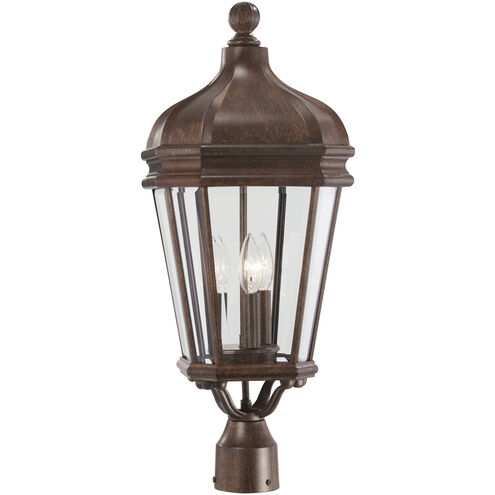 Harrison 3 Light 26 inch Vintage Rust Outdoor Post Mount Lantern, Great Outdoors
