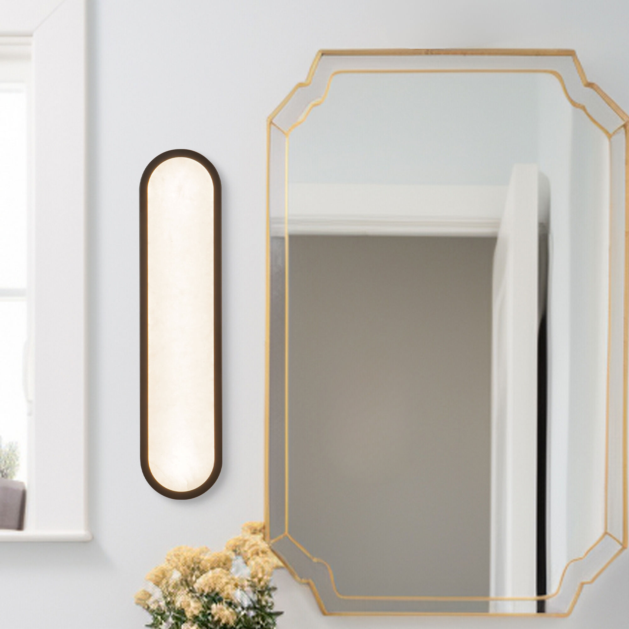 Alora Mood Evelyn 5.25 inch Matte Black and Alabaster Bath Vanity Light Wall Light