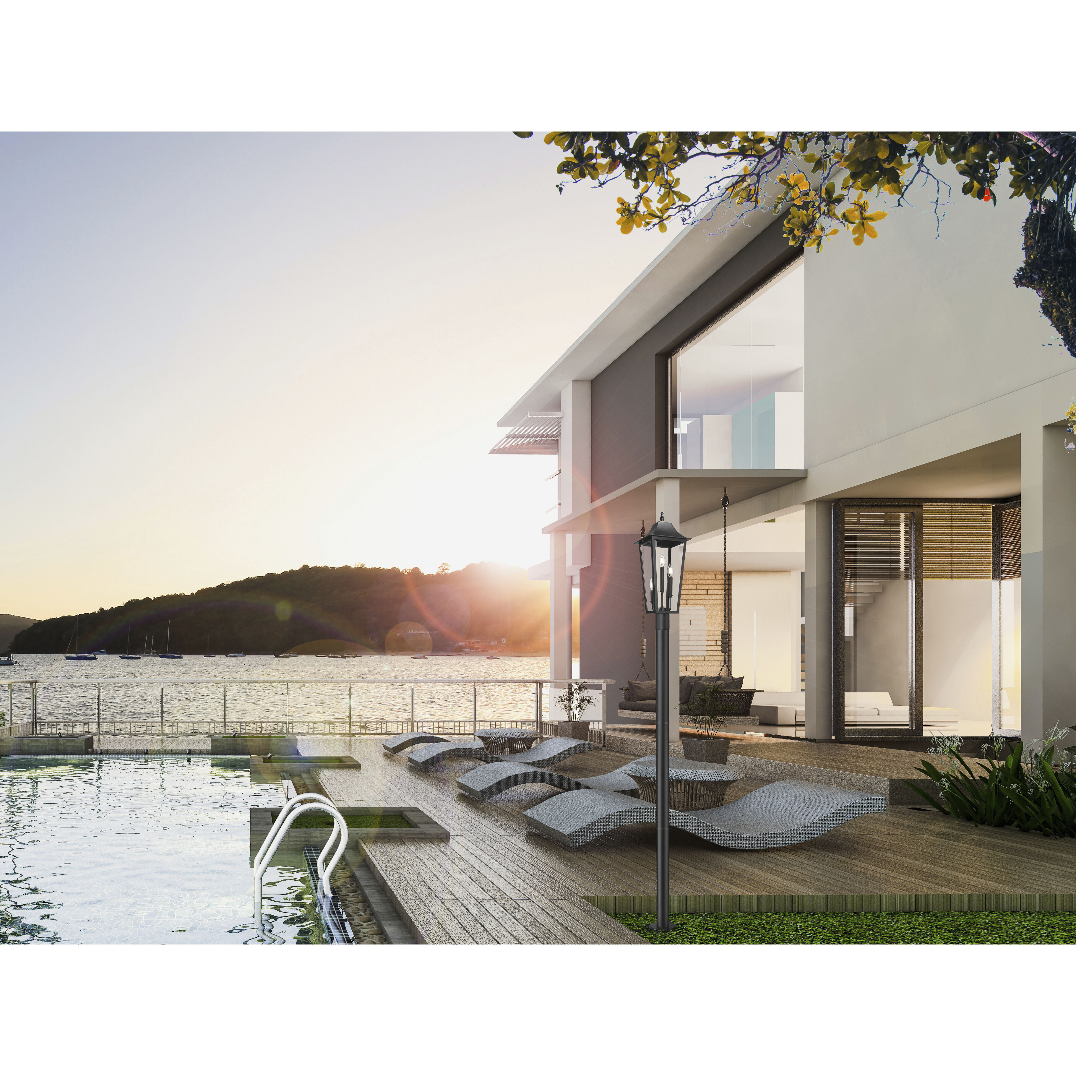 Gannon 3 Light 100.5 inch Black Outdoor Post Mounted Fixture in G9