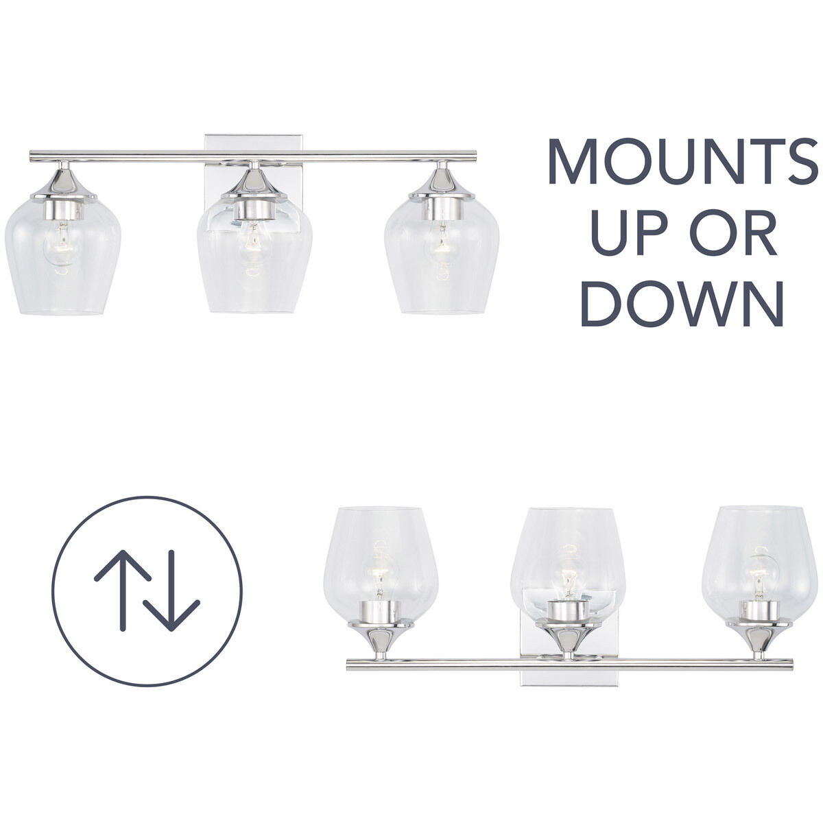 Elijah 3 Light 24 inch Chrome Vanity Light Wall Light