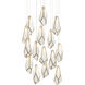 Glace 15 Light 23 inch White and Antique Brass with Silver Multi-Drop Pendant Ceiling Light