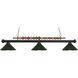 Shark 3 Light 58 inch Matte Black Billiard Ceiling Light in Dark Green Steel