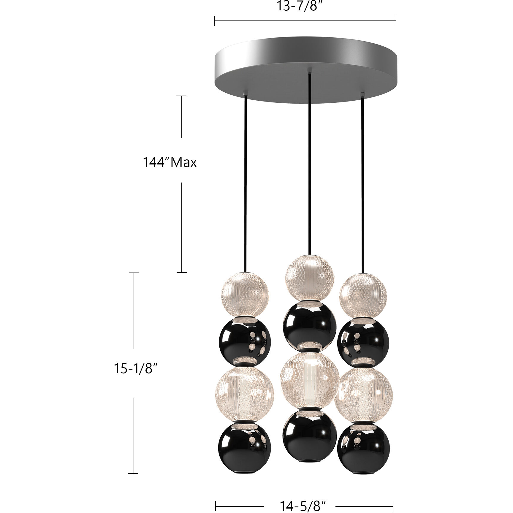 Onyx Multi Pendant Ceiling Light in Polished Nickel