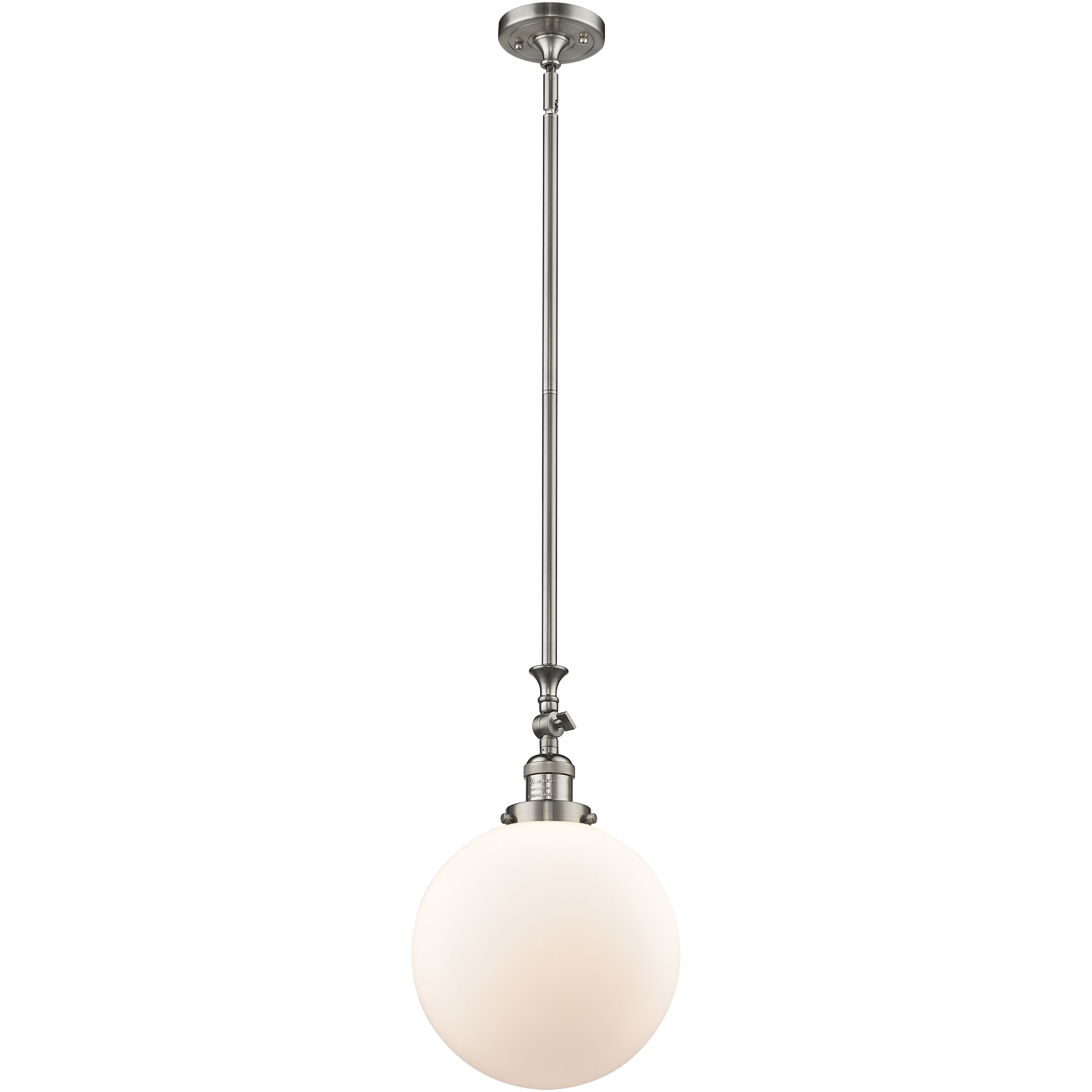 Franklin Restoration Beacon 1 Light 10 inch Brushed Satin Nickel Mini Pendant Ceiling Light in Incandescent, Matte White, Franklin Restoration