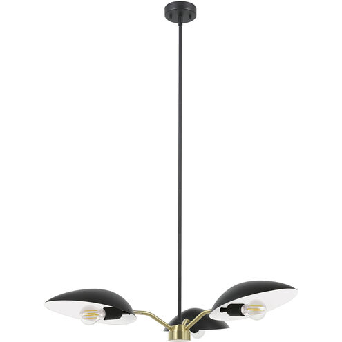 Lindmoor 3 Light 36.22 inch Black and Brushed Brass Chandelier Ceiling Light
