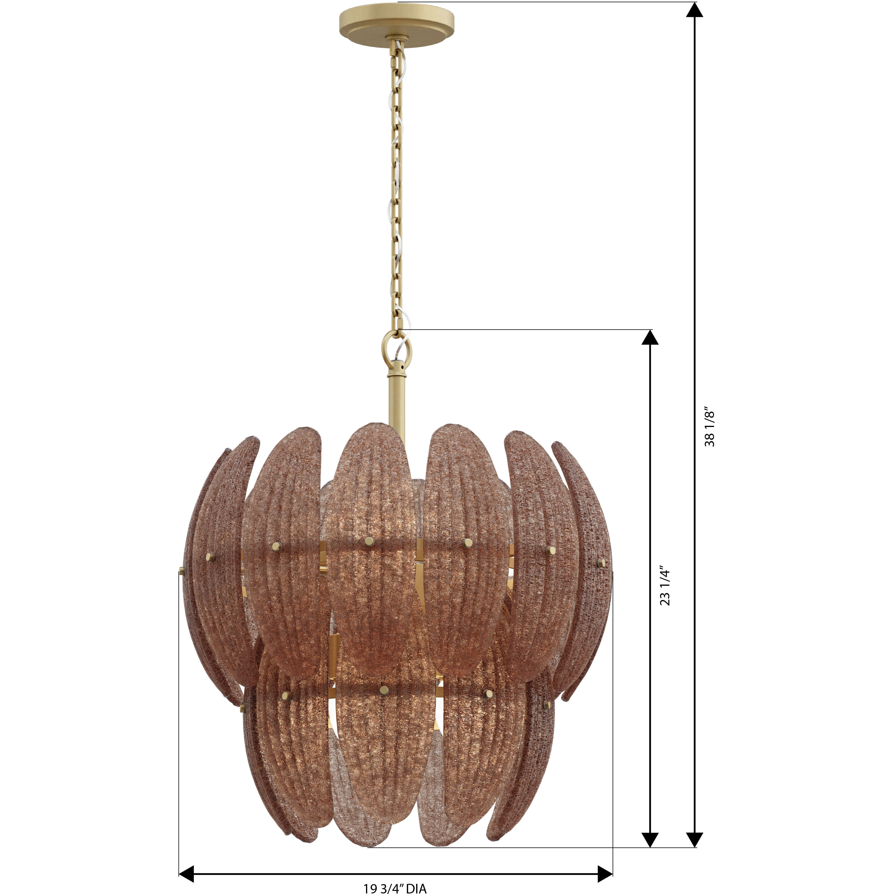 Marclaire 6 Light 19.75 inch Legacy Brass Pendant Ceiling Light in Brown Textured Handmade Glass