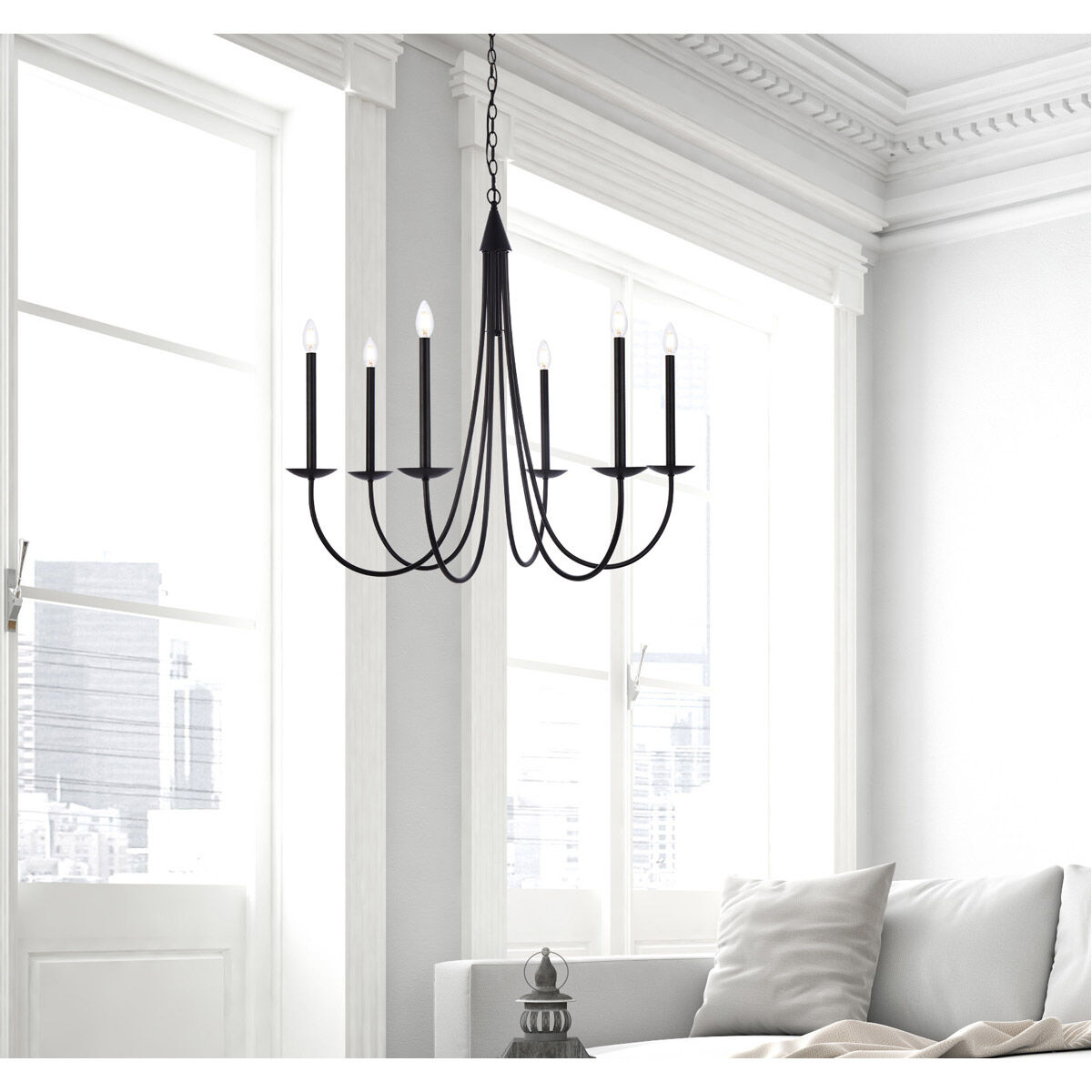 Cohen 6 Light 36 inch Black Chandelier Ceiling Light