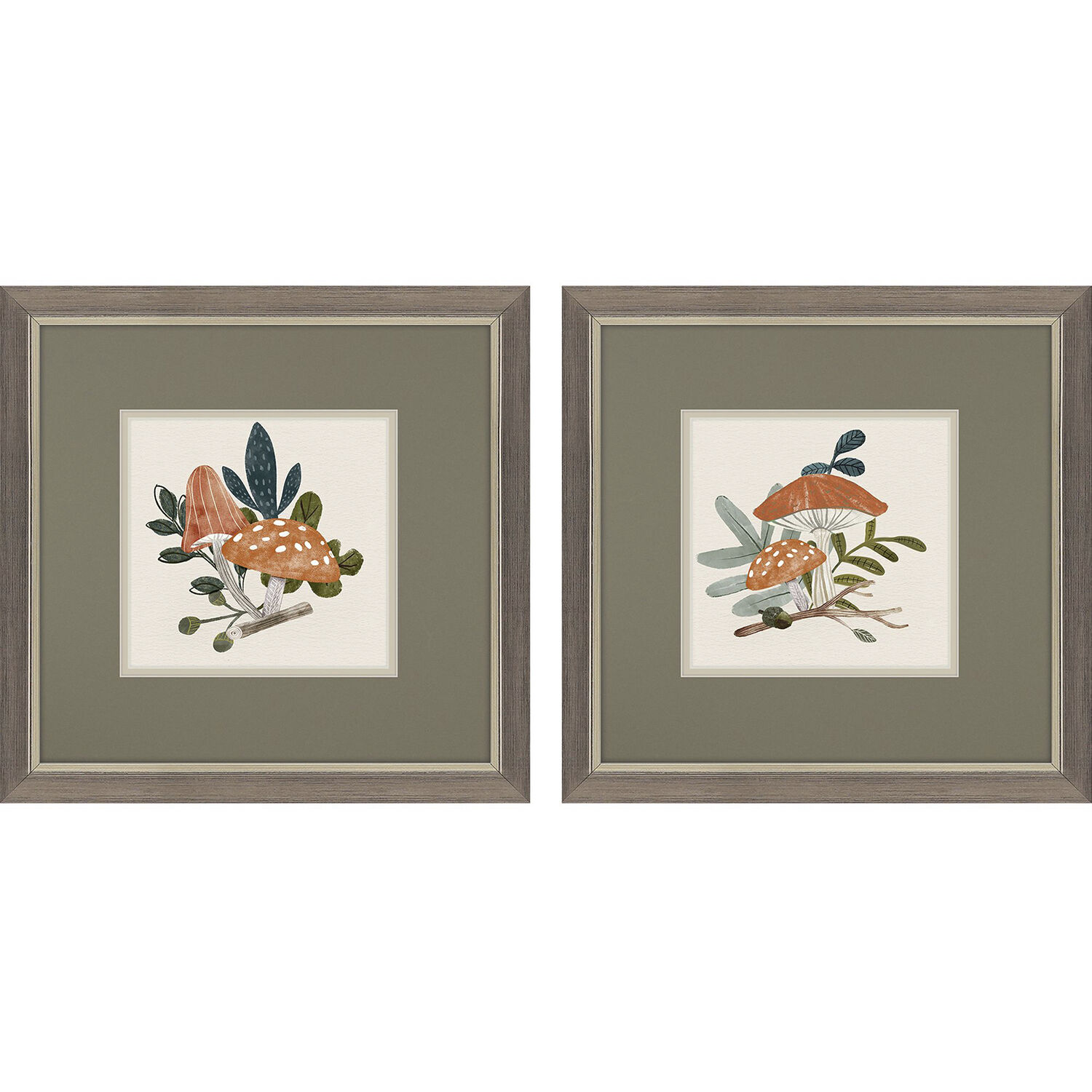 Florals Orange and Green and Blue and Brown Framed Art, Propac