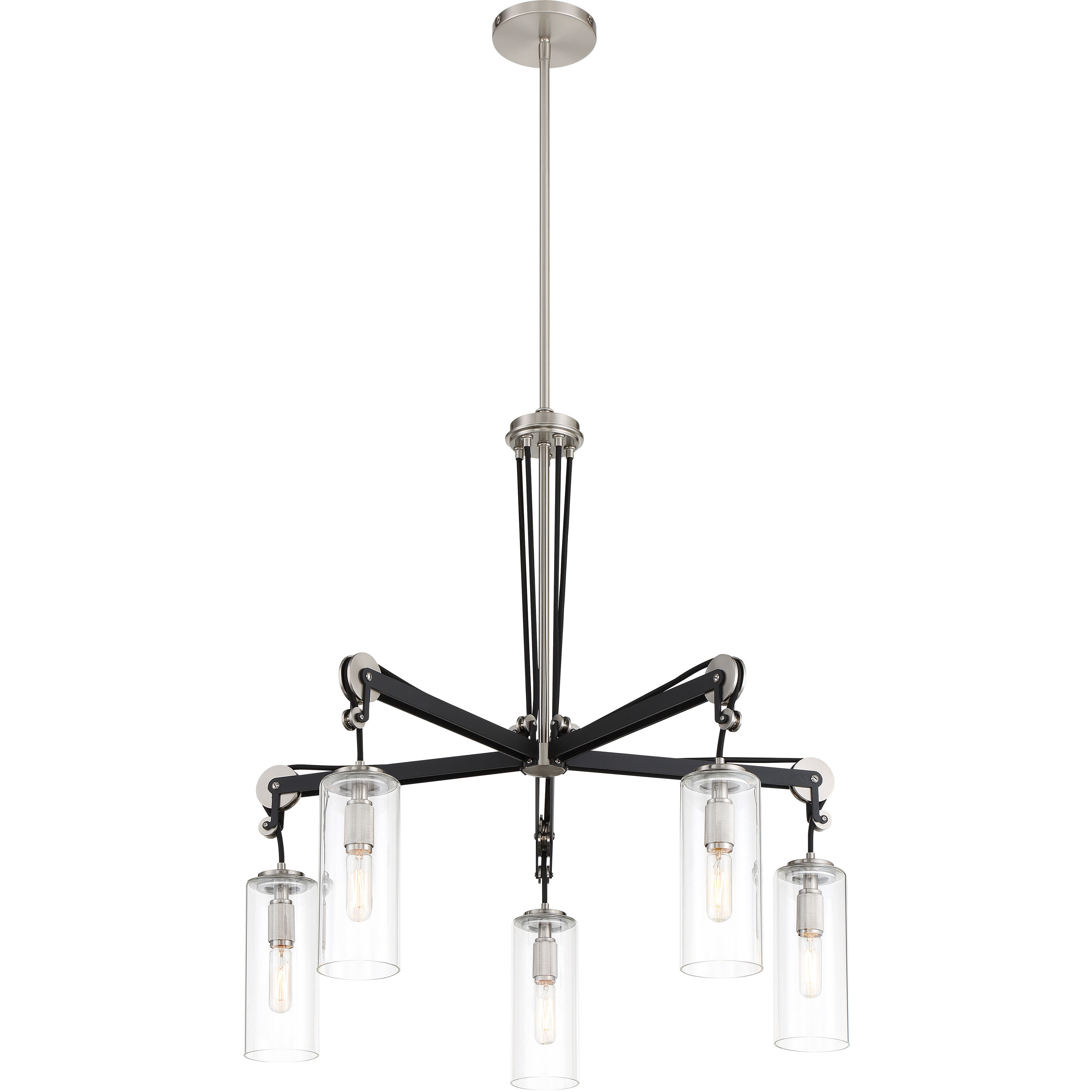 Pullman Junction 5 Light 28 inch Coal / Brushed Nickel Chandelier Ceiling Light