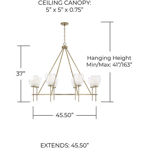 Joss 8 Light 45.5 inch Aged Brass Chandelier Ceiling Light