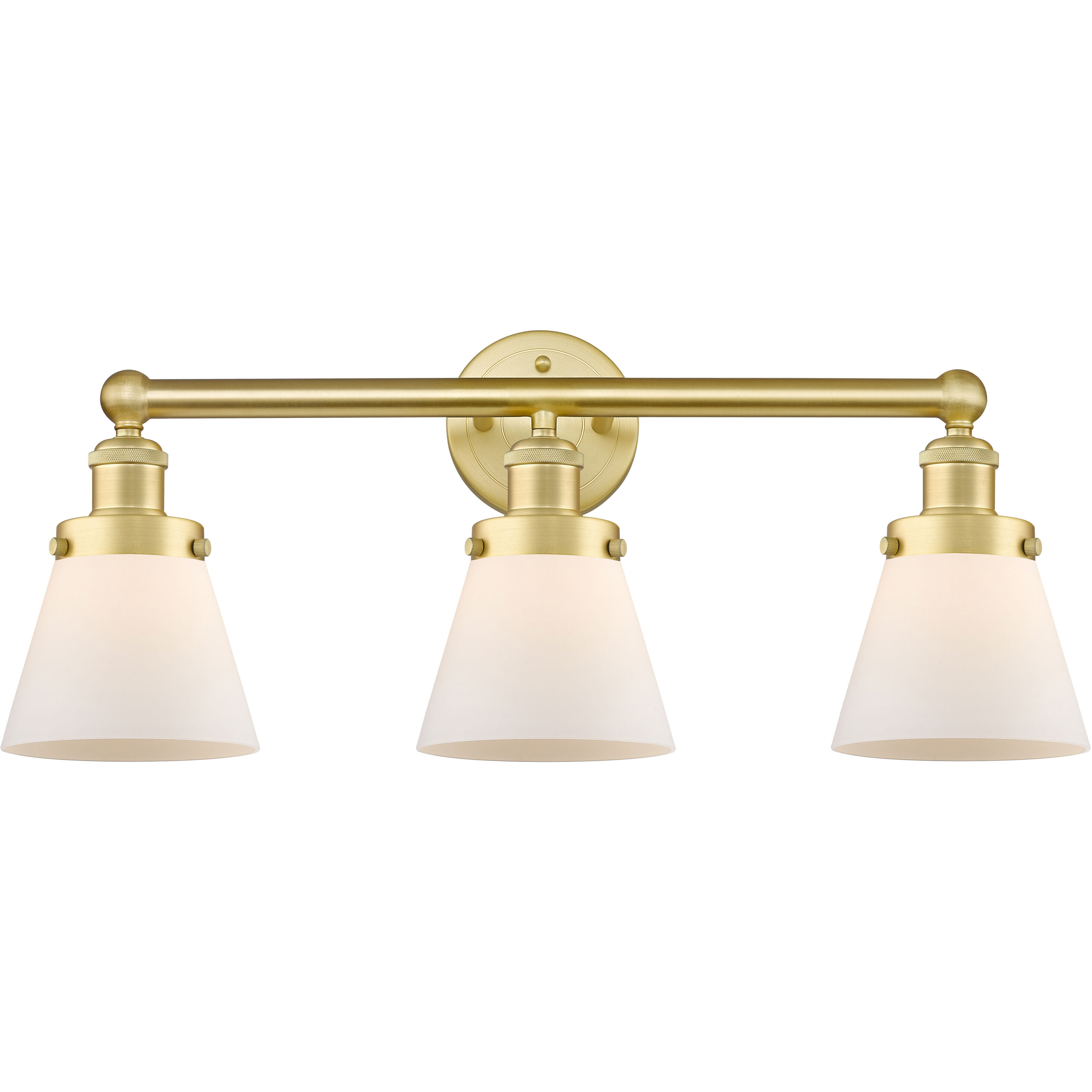 Cone 3 Light 24.5 inch Satin Gold Bath Vanity Light Wall Light in Matte White