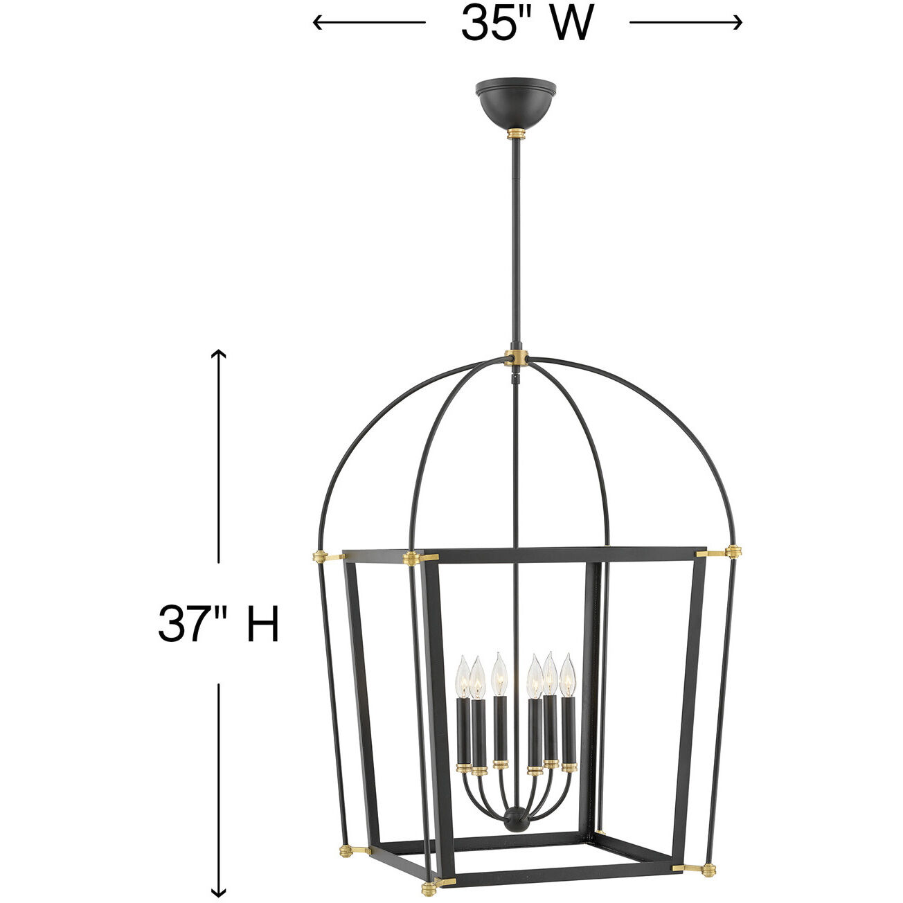 Selby 6 Light 25 inch Black with Heritage Brass Indoor Chandelier Ceiling Light