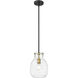 Bella 1 Light 8 inch Matte Black and Olde Brass Pendant Ceiling Light