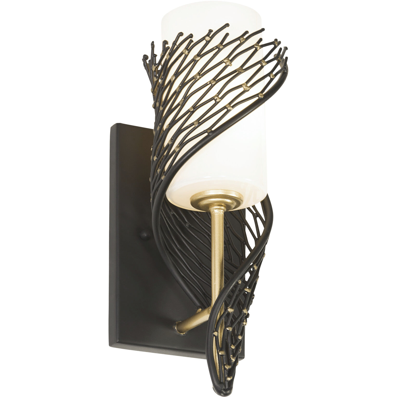 Flow 1 Light 4.5 inch Matte Black and French Gold Left Sconce Wall Light in Matte Black/French Gold