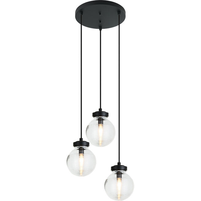 Ridge 3 Light 15.25 inch Matte Black Pendant Ceiling Light in Matte Black and Clear