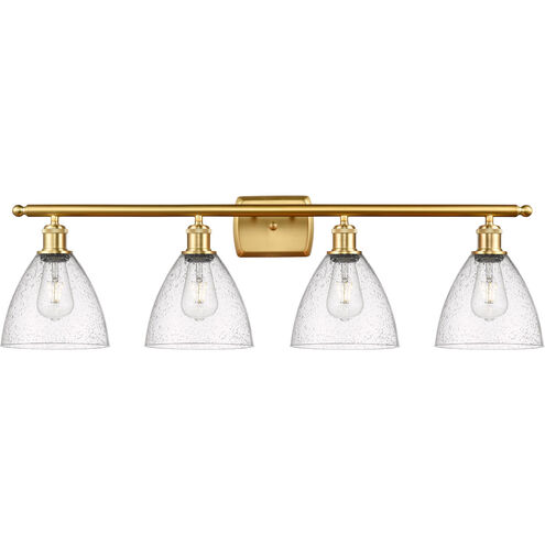 Ballston Ballston Dome 4 Light 38 inch Satin Gold Bath Vanity Light Wall Light in Seedy Glass