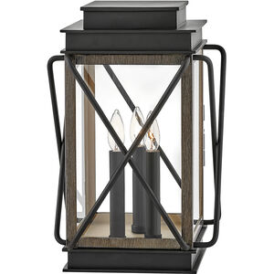 Montecito 3 Light 18.5 inch Black with Driftwood Gray Outdoor Pier Mount Lantern in Non-LED, Medium