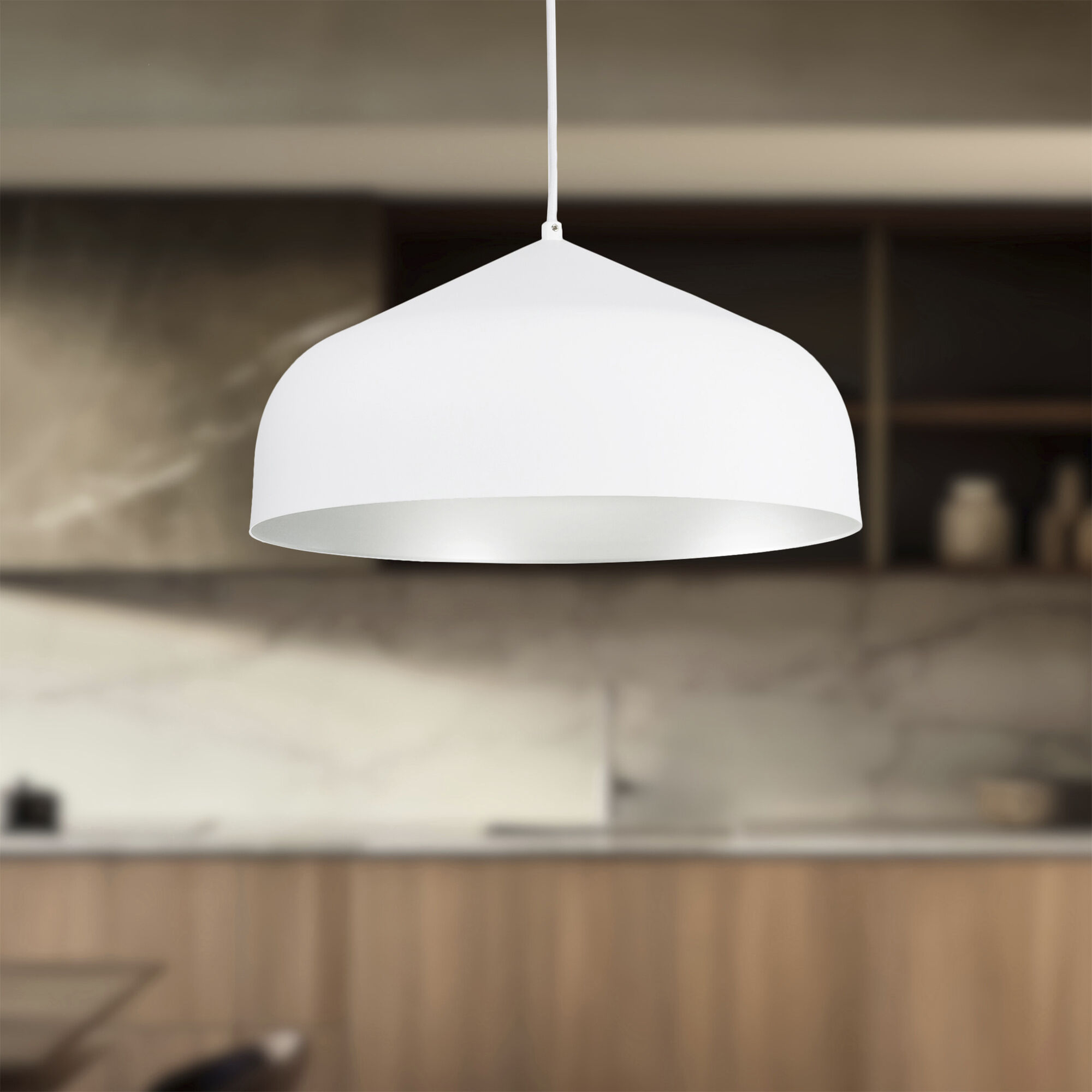 Helena Pendant Ceiling Light in White and Silver