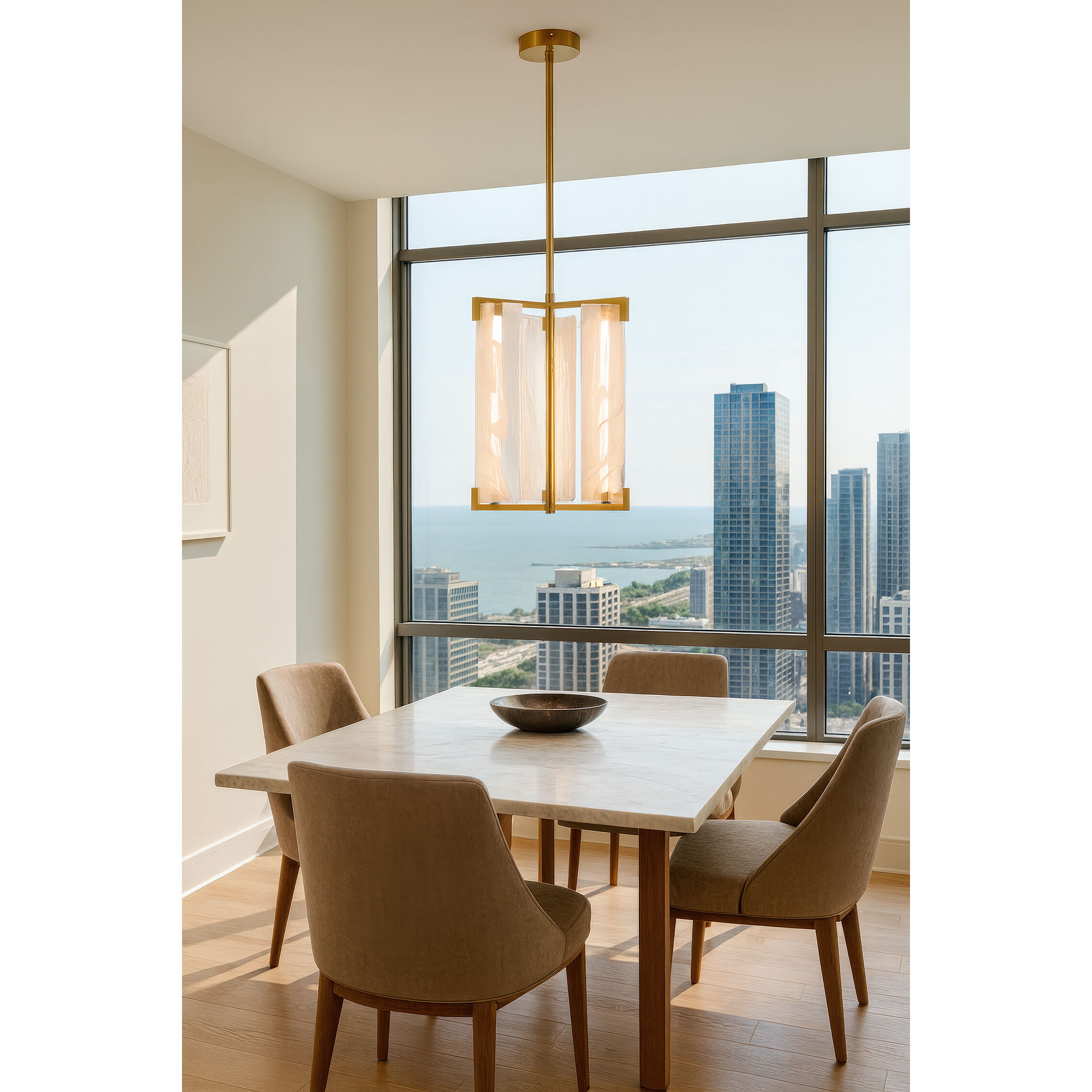 Mingle 3 Light 17 inch Satin Brass Pendant Ceiling Light