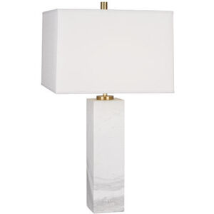 Jonathan Adler Canaan 30 inch 150 watt Carrara Marble with Antique Brass Table Lamp Portable Light in Oyster Linen